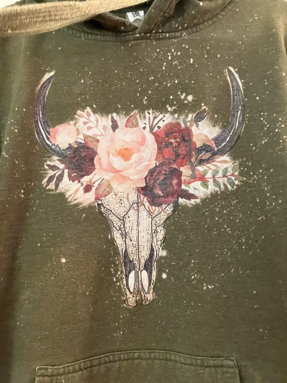 Western Floral Skull Pullover Hoodie - Picture 2 of 7